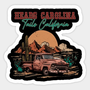 Heads Carolina, Tails California Cactus Car Sticker